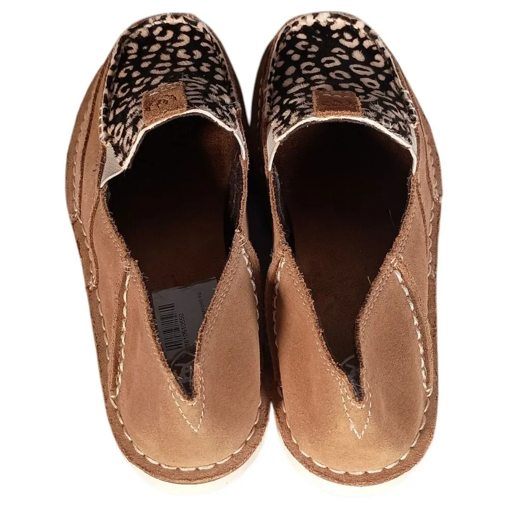Ariat Loafers Cheetah Print Cruiser Shoes Moc Toe Dyed Cow Womens 7 B Brown